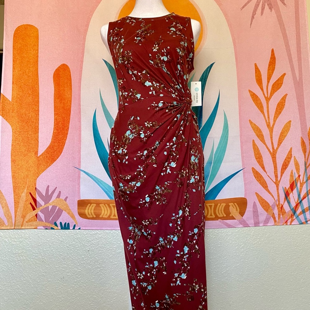Nine Britton Mauve w/ Floral Print Maxi Dress